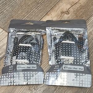 Black Glitter Lightning USB-A Charging Cable & Wall Adapter for iPhone(2-Pack)